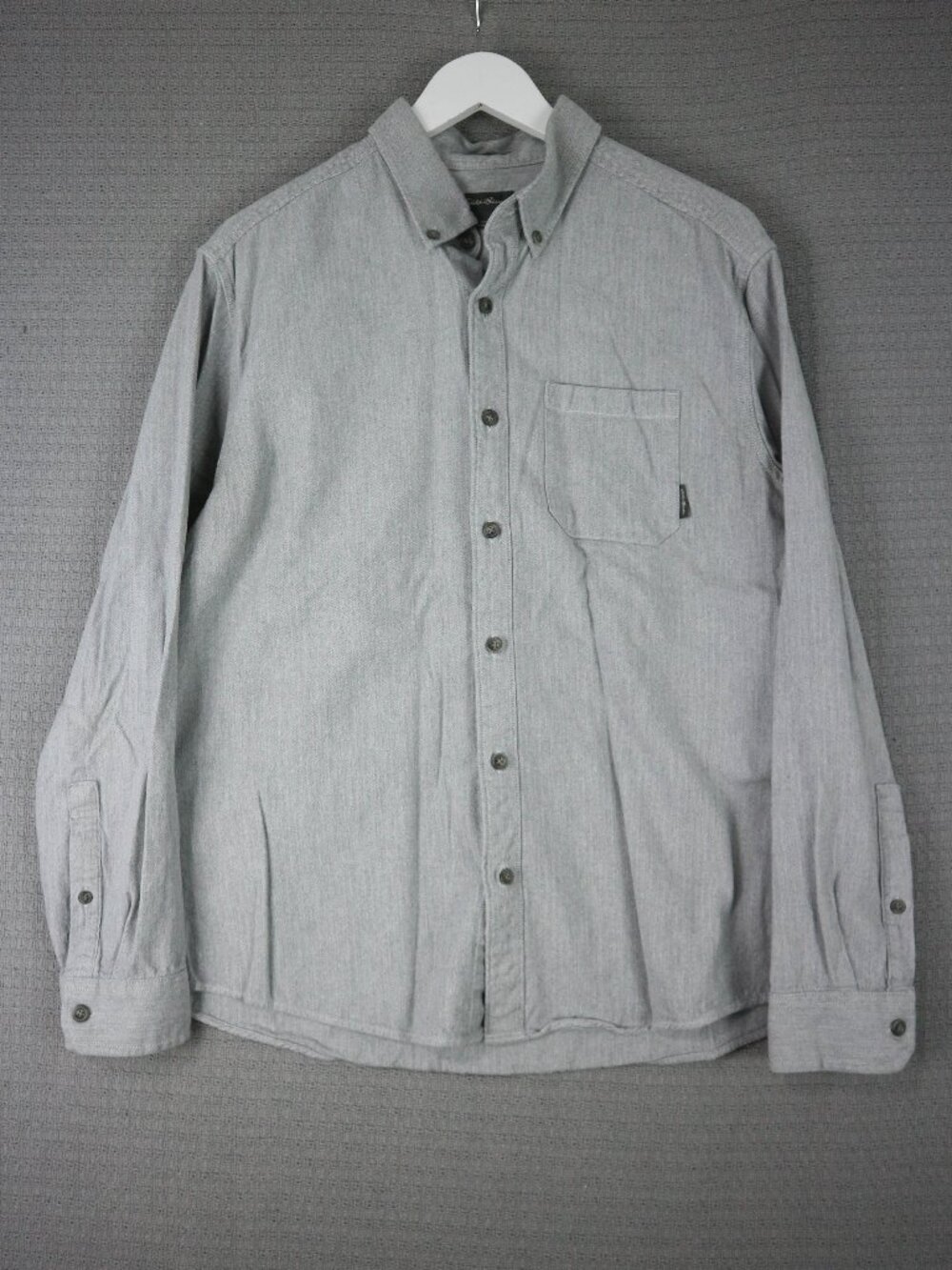 Eddie Bauer Classic Fit Herringbone Knit Mens Large Grey